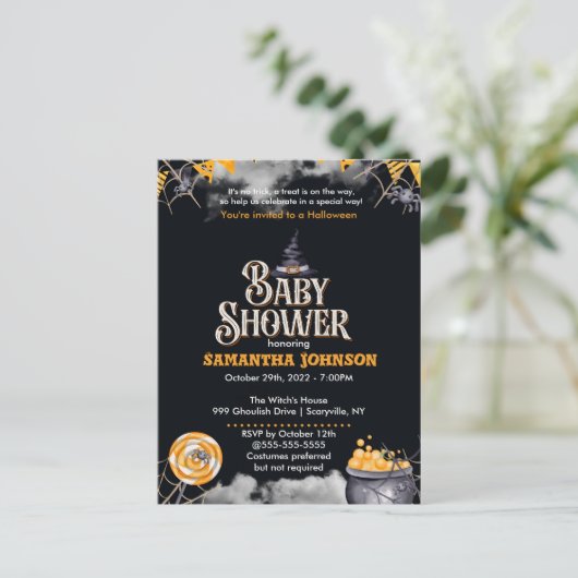 Halloween-Kinderdusche Einladung (Stehend Vorderseite)