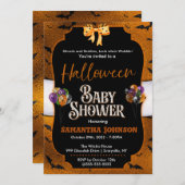 Halloween-Kinderdusche Einladung mit Fledermäusen (Vorne/Hinten)