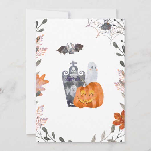 Halloween-Kinderdusche Einladung mit Geistern (Rückseite)