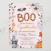 Halloween-Kinderdusche Einladung mit Geistern (Vorne/Hinten)