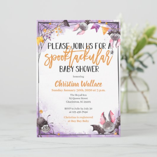 Halloween-Kinderdusche Einladungen (Stehend Vorderseite)