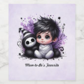 Halloween-Kinderdusche - Lila Gotisches Baby Weinetikett (Einzelnes Label)