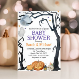 Halloween Kinderdusche Niedliche Wasserfarbe Einladung