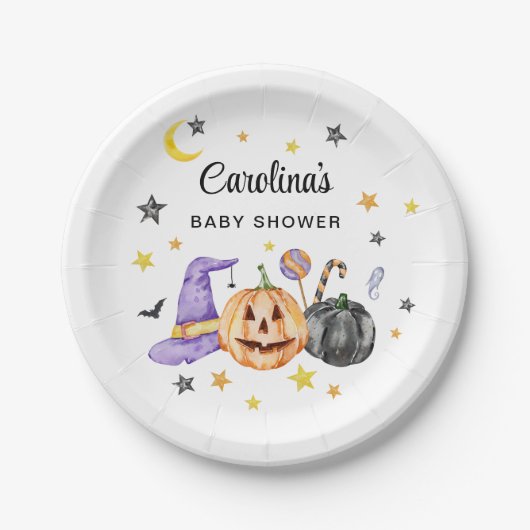 Halloween-Kinderdusche Pappteller (Vorderseite)