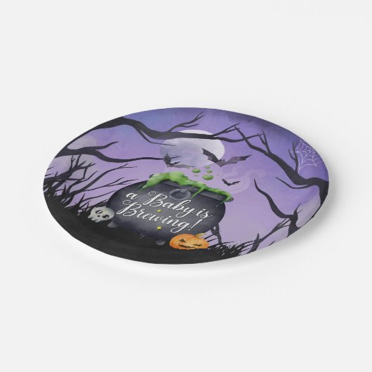 Halloween-Kinderdusche Teller (Schrägansicht)