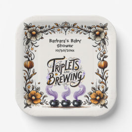 Halloween-Kinderdusche - Triplets brauen Pappteller