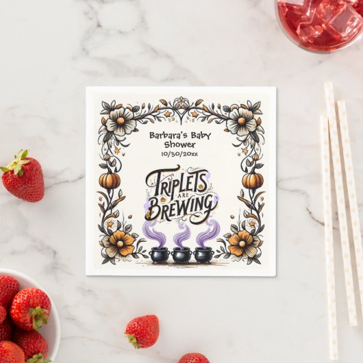 Halloween-Kinderdusche - Triplets brauen Serviette (Beispiel)