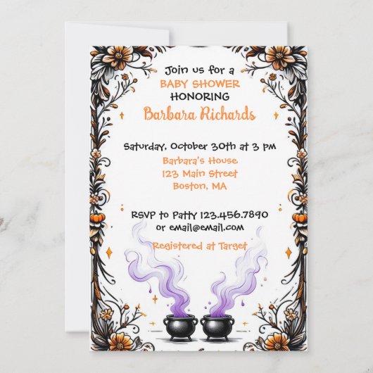 Halloween-Kinderdusche - Zwillinge brauen I Einladung (Rückseite)