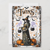 Halloween-Kinderdusche - Zwillinge brauen I Einladung (Vorderseite)