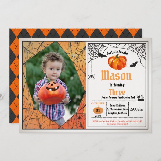 Halloween-Kindergebäck-Foto Einladung (Vorne/Hinten)