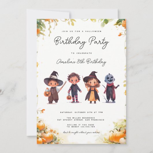 Halloween-Kindergeburtstag Einladung (Vorderseite)