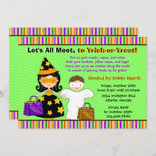 Halloween-Kinderhalloween-Trick oder Einladung (Vorne/Hinten)