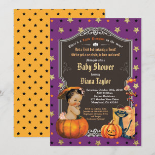 Halloween-Kindermädchen-Dusche lila Einladung
