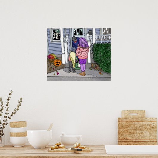 Halloween-Kindertrick oder -Behandlung Poster (Küche)