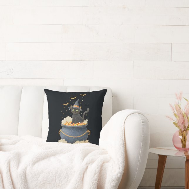 Halloween-Kissen. Black Cat Pumpkin Pattern Kissen (Liege)