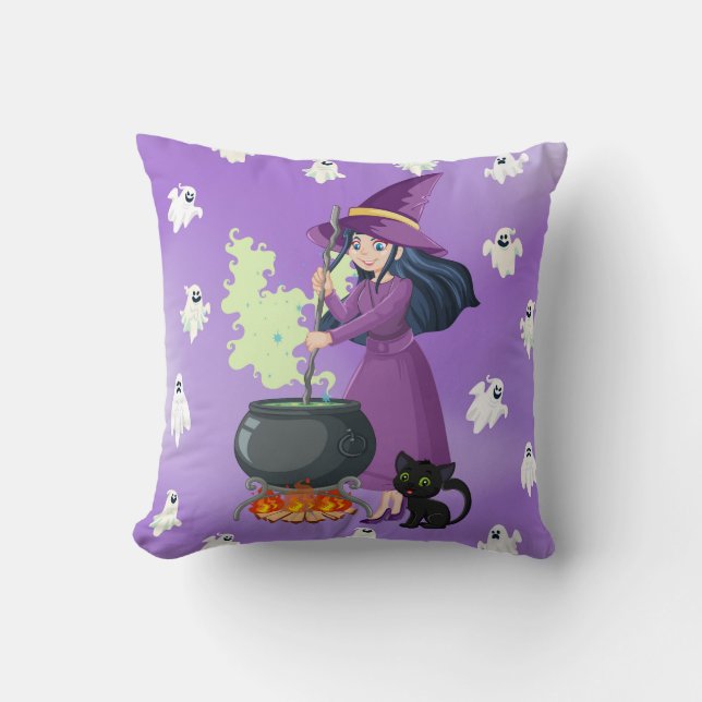 Halloween-Kissen- Hexenbraun Kissen (Vorderseite)