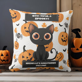 Halloween Kissen - schöne Katze & Kürbisdesign