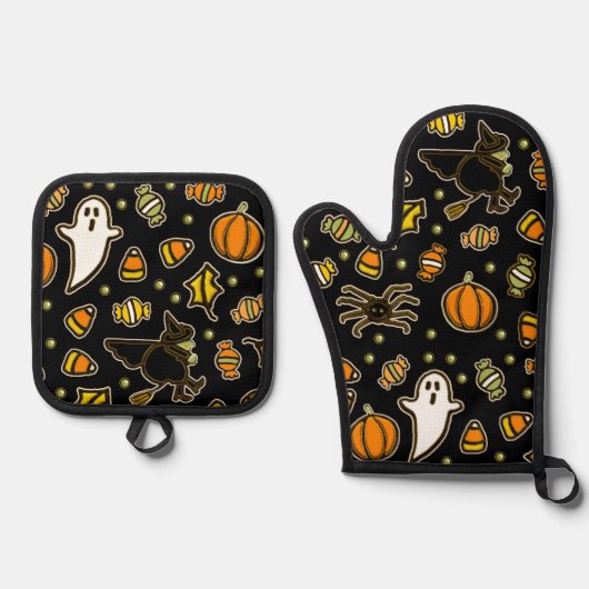 Halloween Kitchen Decor Ofenhandschuh & Topflappen-Set (Vorderseite)