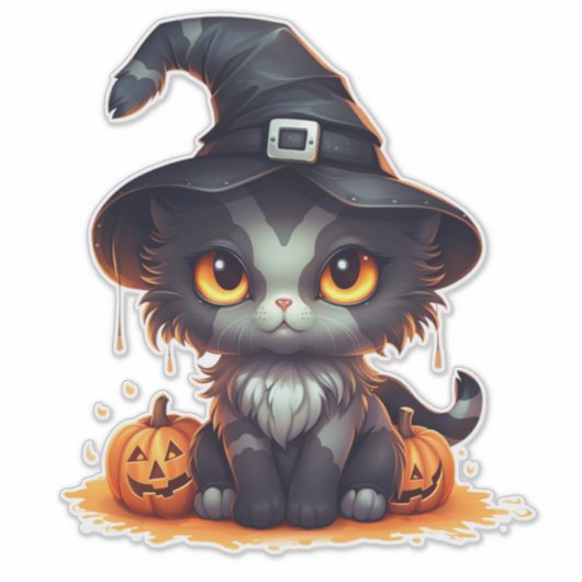 Halloween Kitten Aufkleber (Vorderseite)