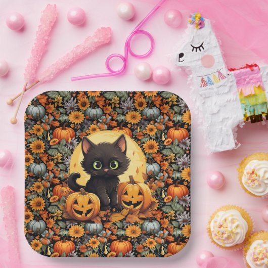 Halloween Kitten Pappteller (Party)