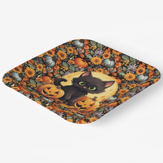 Halloween Kitten Pappteller (Gewinkelt)