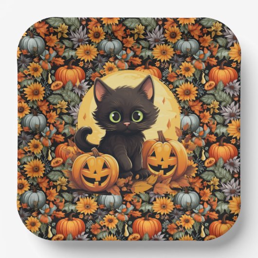 Halloween Kitten Pappteller (Vorderseite)