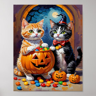 Halloween Kittens Candy Night Poster