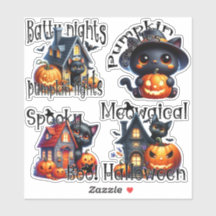 Halloween Kittens und Pumpkins-Sticker