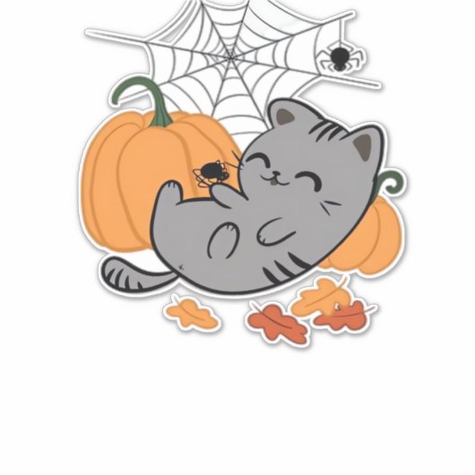 Halloween Kitty and Spiders Classic T-Shirt Aufkleber (Vorderseite)