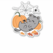 Halloween Kitty and Spiders Classic T - Shirt Aufkleber (Vorderseite)