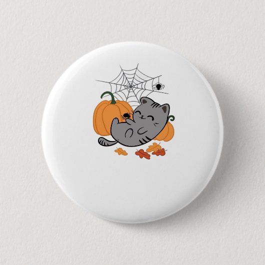 Halloween Kitty and Spiders Classic T - Shirt Button (Vorderseite)