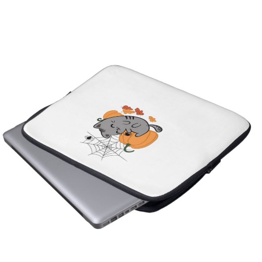 Halloween Kitty and Spiders Classic T - Shirt Laptopschutzhülle (Vorne Knopf)