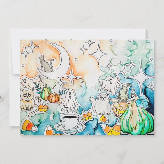 Halloween Kitty Art Feiertagskarte (Vorderseite)