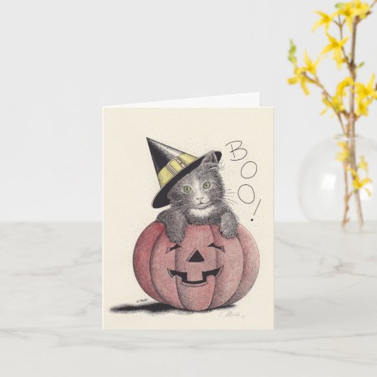 Halloween Kitty Card Karte (Gelbe Blume)