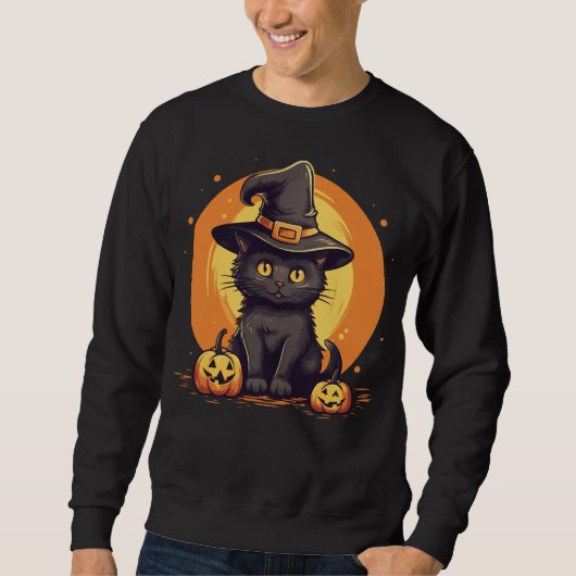 Halloween Kitty Cat zwitschern Sweatshirt (Vorderseite)