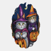 Halloween Kitty Cats in Hats 2 Seiten Ornament Karte (Rechts)