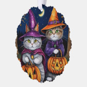 Halloween Kitty Cats in Hats 2 Seiten Ornament Karte (Links)