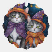 Halloween Kitty Cats in Hats 2 Seiten Ornament Karte (Rückseite)