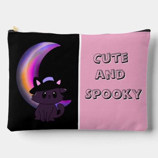 Halloween Kitty & Crescent Moon Niedlich Custom Zubehörtasche (Vorderseite)