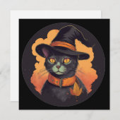 Halloween Kitty Einladung (Vorne/Hinten)