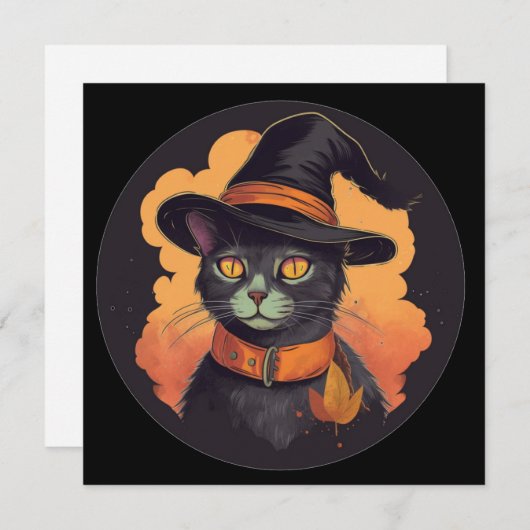 Halloween Kitty Einladung (Vorne/Hinten)