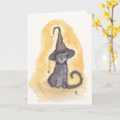 Halloween Kitty Hexe Karte (Gelbe Blume)
