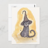 Halloween Kitty Hexe Postkarte (Vorne/Hinten)