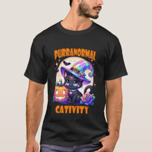Halloween-Kitty-Katze-Hexenhut-Kürbis-Jack o Lante T-Shirt