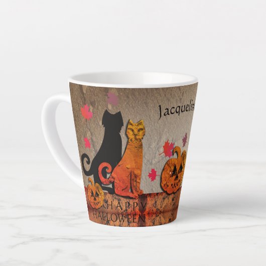 Halloween Kitty Latte Tasse (Linke Ecke)
