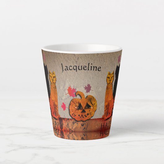 Halloween Kitty Latte Tasse (Vorderseite)