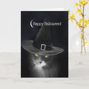 Halloween Kitty mit Hexenhut Darling und Niedlich Karte