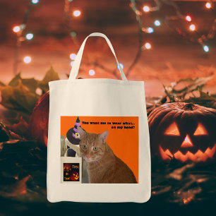 Halloween Kitty Ornage Cat Funny Quote Treaters Tragetasche