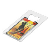 Halloween Kitty Sitting Hexenhut Geldbeutel Flaschenöffner (Rückseite Schrägansicht)