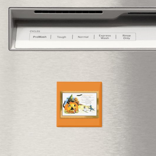 Halloween Kitty sitzt in der Kürbislaterne Magnet (In Situ (Geschirrspüler))